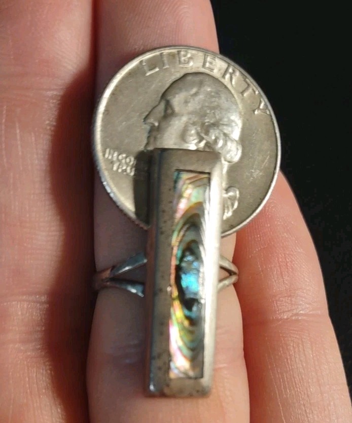 3.2 Grams Size 7.5 Sterling Silver Southwest Abalone Ring Old Pawn