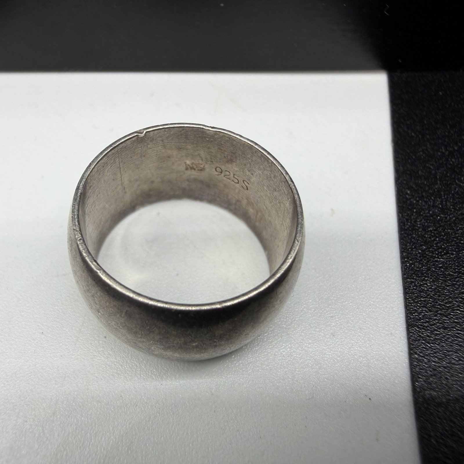 Vintage NB Sterling Silver 10mm Wide Simple Plain Cigar Band Size 5 Ring 6.4g