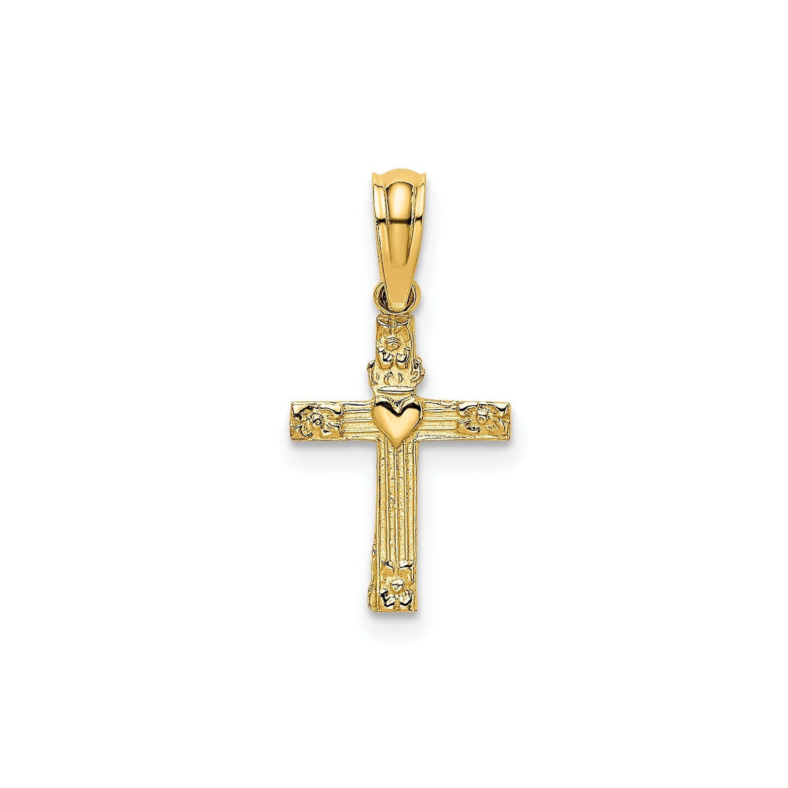 10k Yellow Gold Vintage Cross Pendant Necklace for Men Women Religious Charm