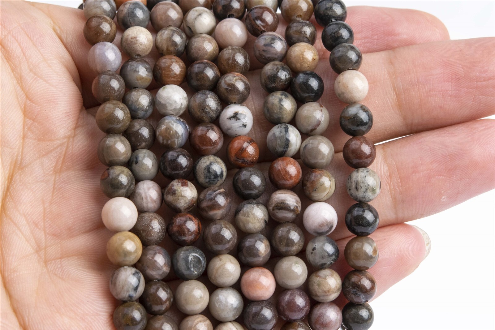 6MM Natural Brown Petrified Wood Jasper Beads Grade AAA Round Loose Beads
