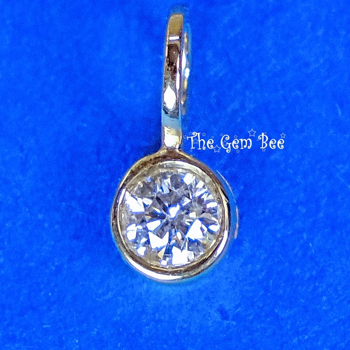 0.09CT 14k Yellow Gold Brilliant Cut Diamond Bezel Charm Pendant with Large Hole
