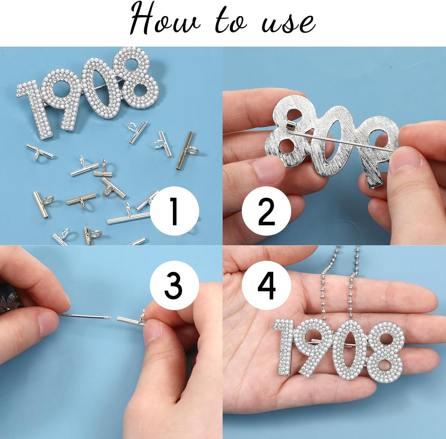 12Pcs Pin to Pendant Converters 3 Sizes Brooch Pendant Converter Brass Pin Neckl