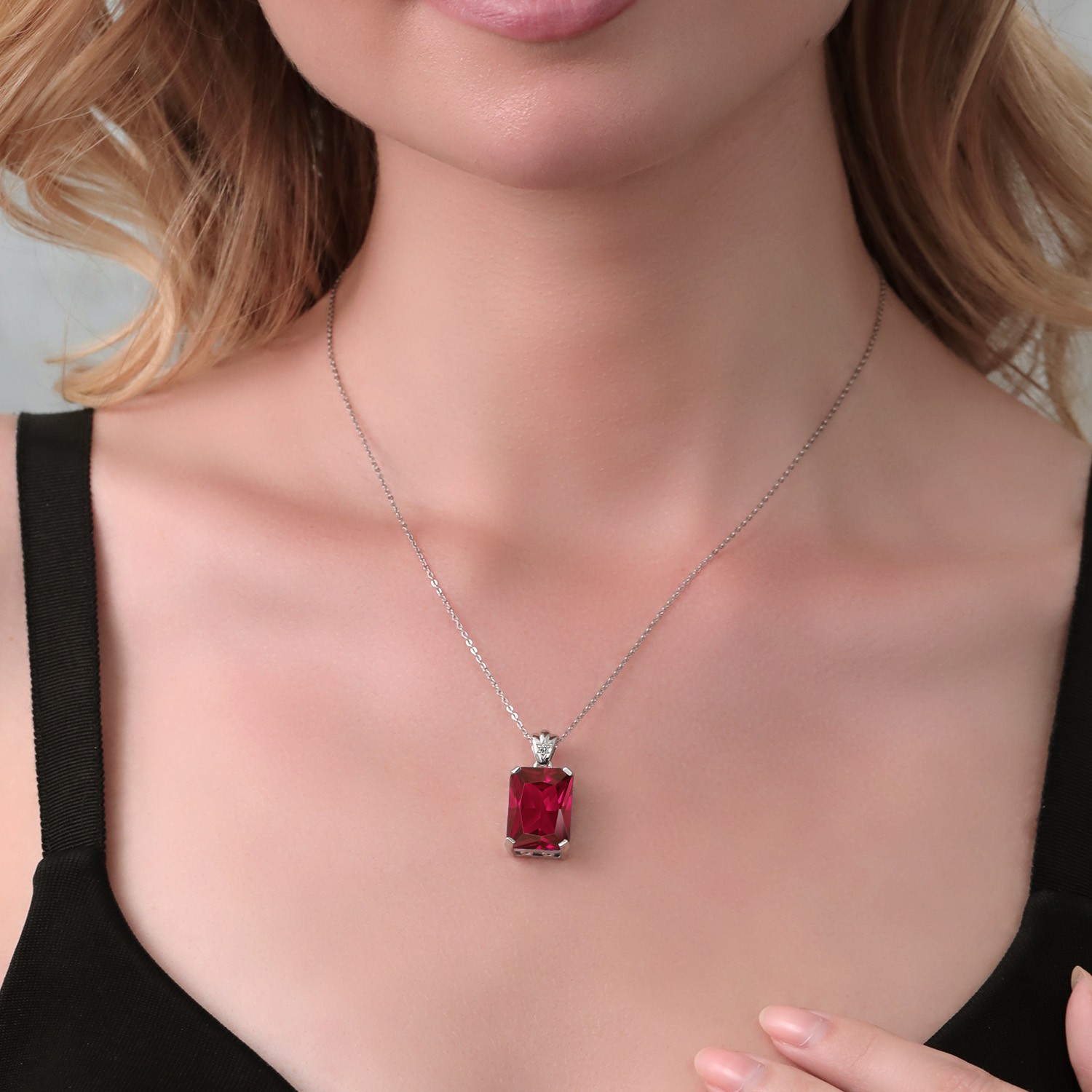 11-20 Cttw Gemstone Birthstone and Diamond Pendant Necklace for Women | 925