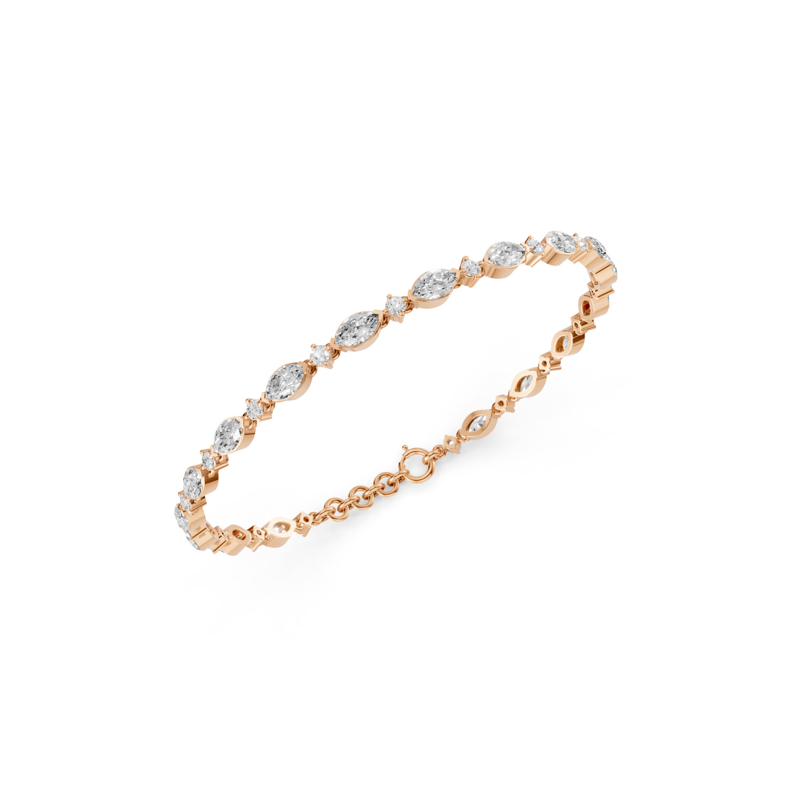 Station Chain Tennis Bracelet Marquise & Round Lab Grown Diamond