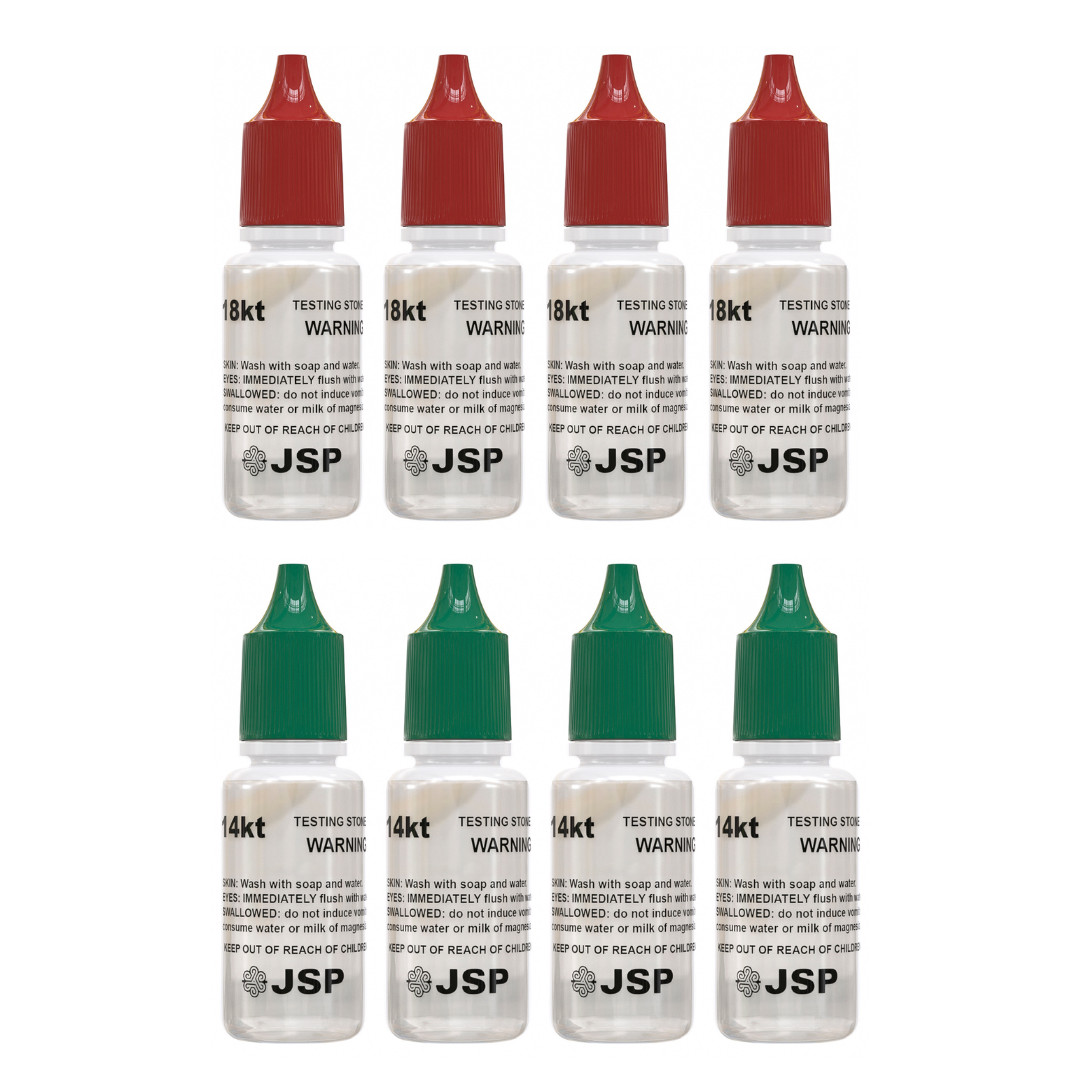 8PC JSP GOLD TESTING KIT Acid Jewelry Metal Tester 14k 18k Test Solution Bottles