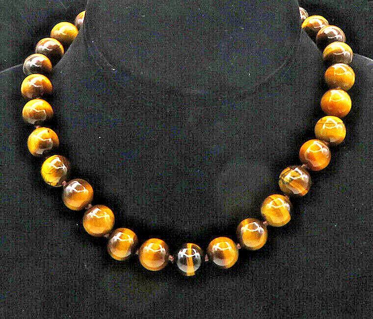 WHITNEY KELLY 925 Silver Vintage Tiger’s Eye Beaded Chain Necklace NE2931