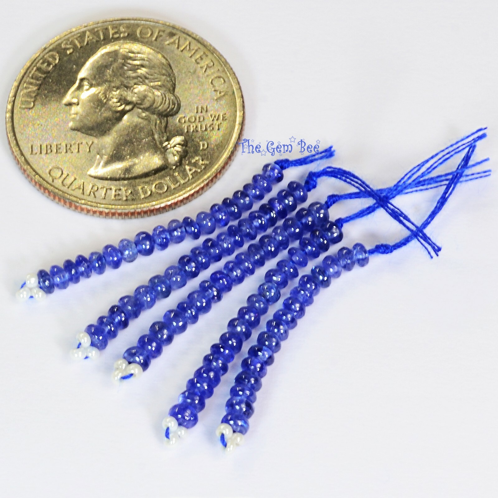 2.4mm-2.8mm Unheated Burmese Gem Royal Blue Sapphire Smooth Rondelle Beads 1″