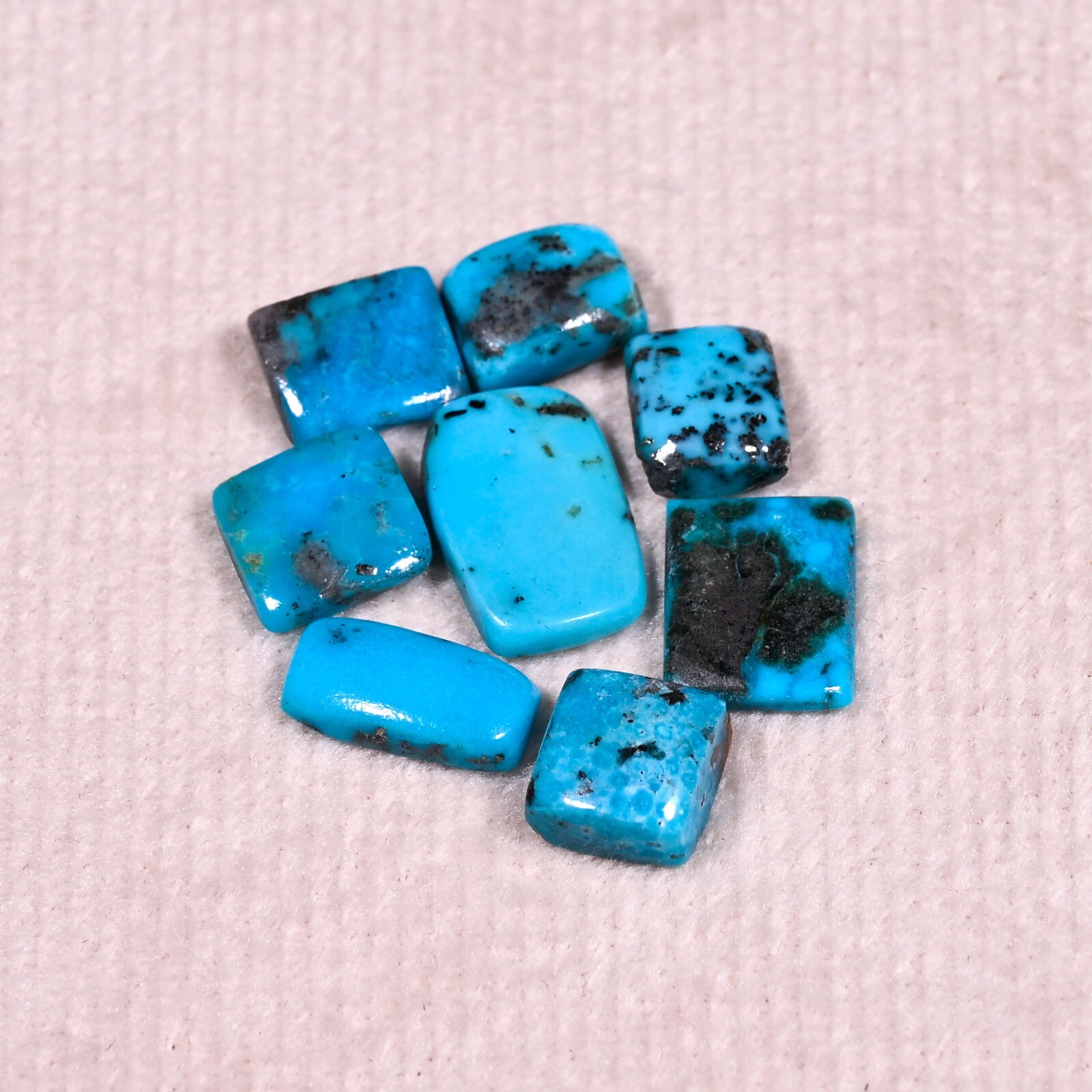 18.2 Ct Natural Persian Turquoise Cabochon 8 Pc Lot Gemstone Certified Turquoise
