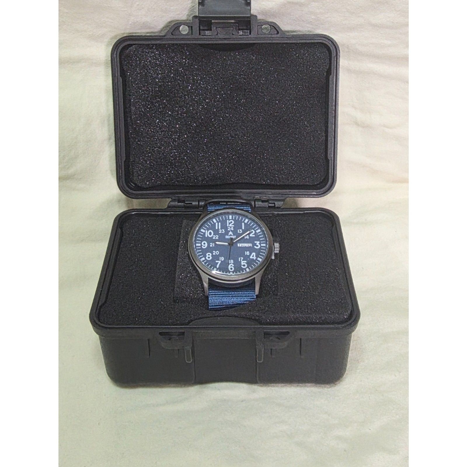 Ironway 41mm Military Field Watch, Blue Dial, Japanese Quartz (New w/ ABS Case)