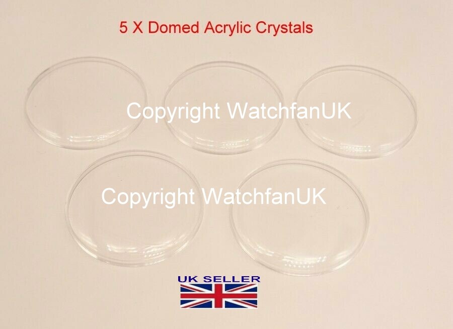 Watch Glass Acrylic Crystal – Domed – 1mm thick range 17mm to 40mm X 5