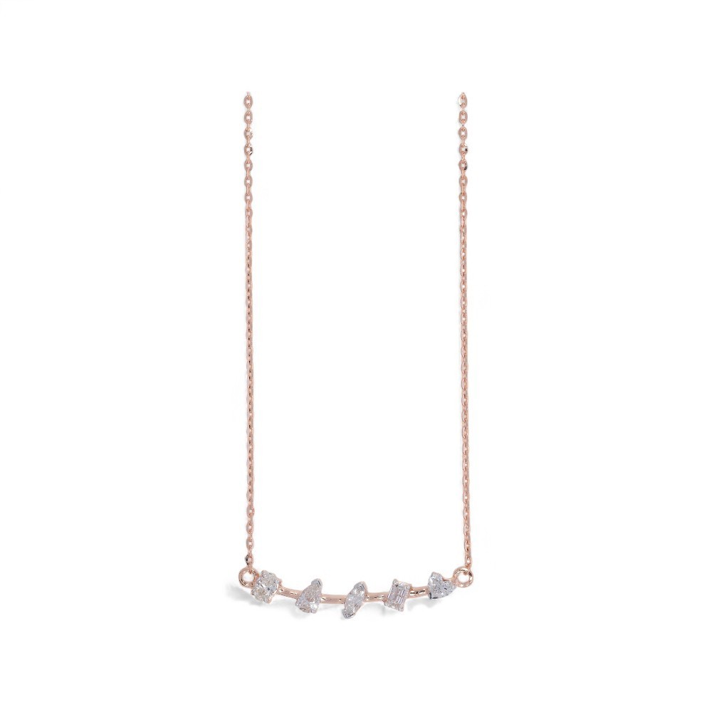 0.45Ct Moissanite 5 Multi Stone Pendant Necklace 10K Gold 18″ Chain Women