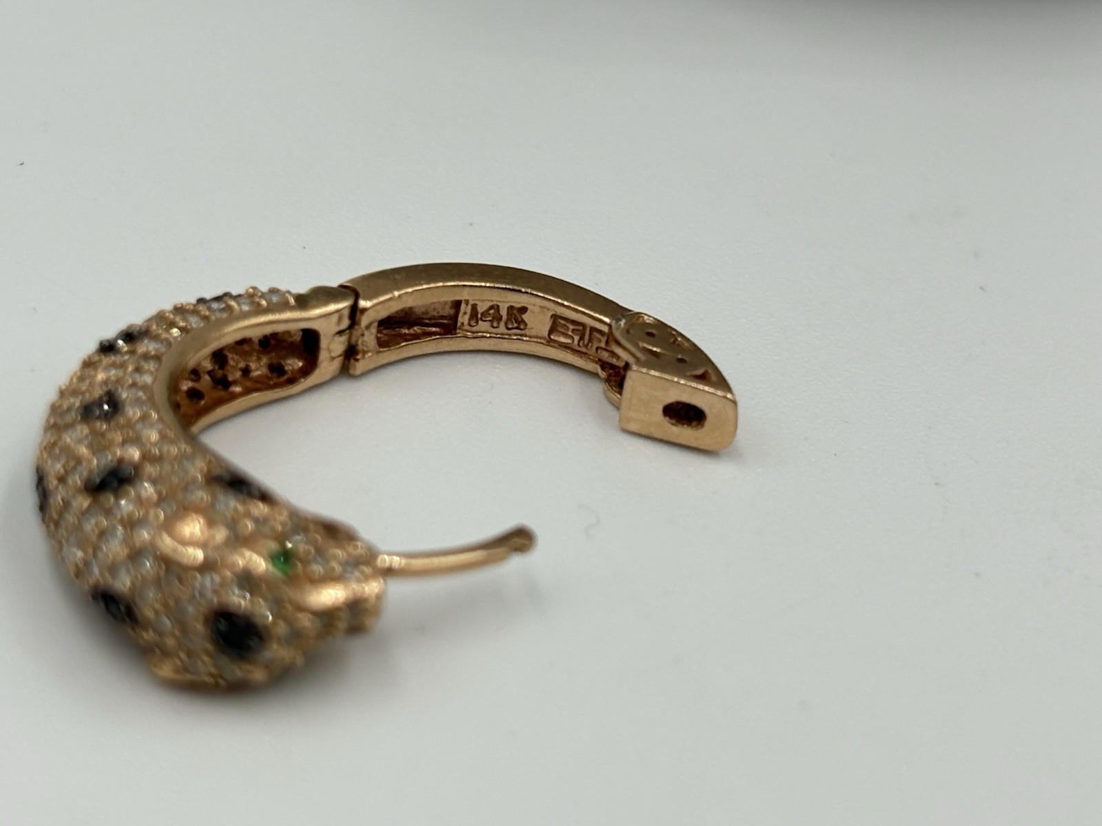 EFFY 14k Rose Gold Diamond Panther Hoop Earrings