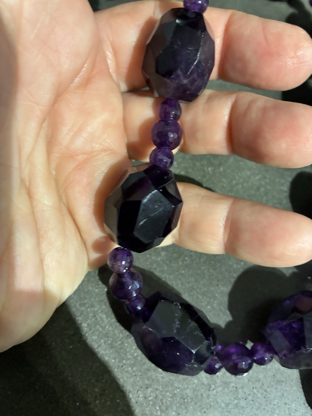 VTG 14K GOLD FILLED MASSIVE AMETHYST BEADED STATEMENT PENDANT NECKLACE 140g 20”