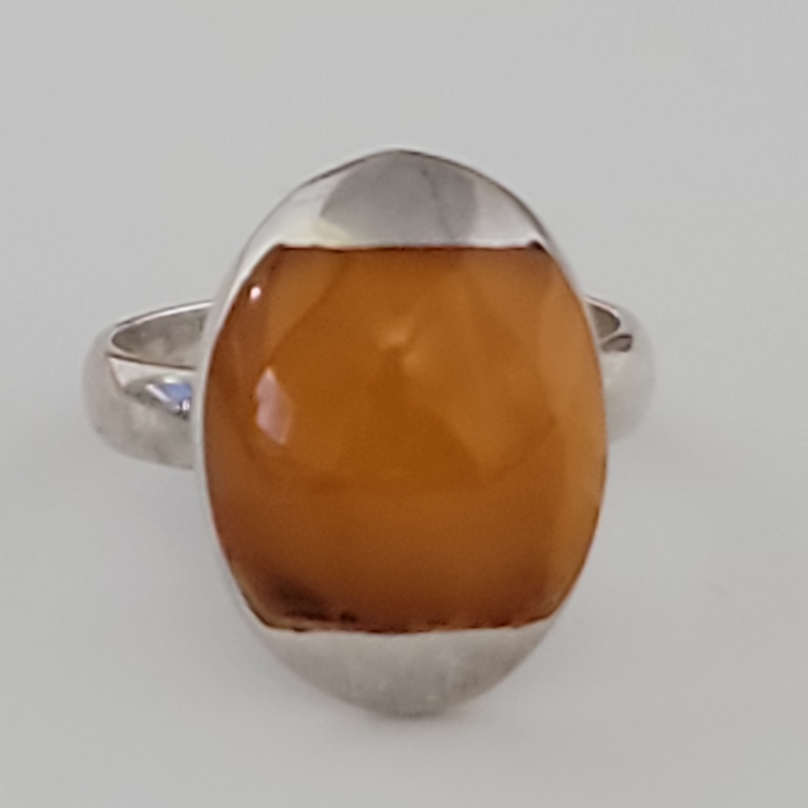 VINTAGE STERLING SILVER Egg Yolk Butterscotch Amber Ring Modernist