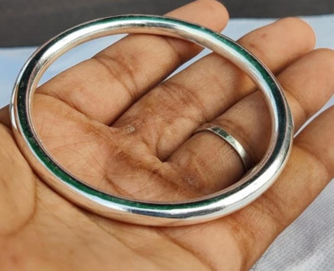 MASSIVE HEAVY 6mm Thick Chunky Solid Sterling Silver Round Bangle Bracelet Plain