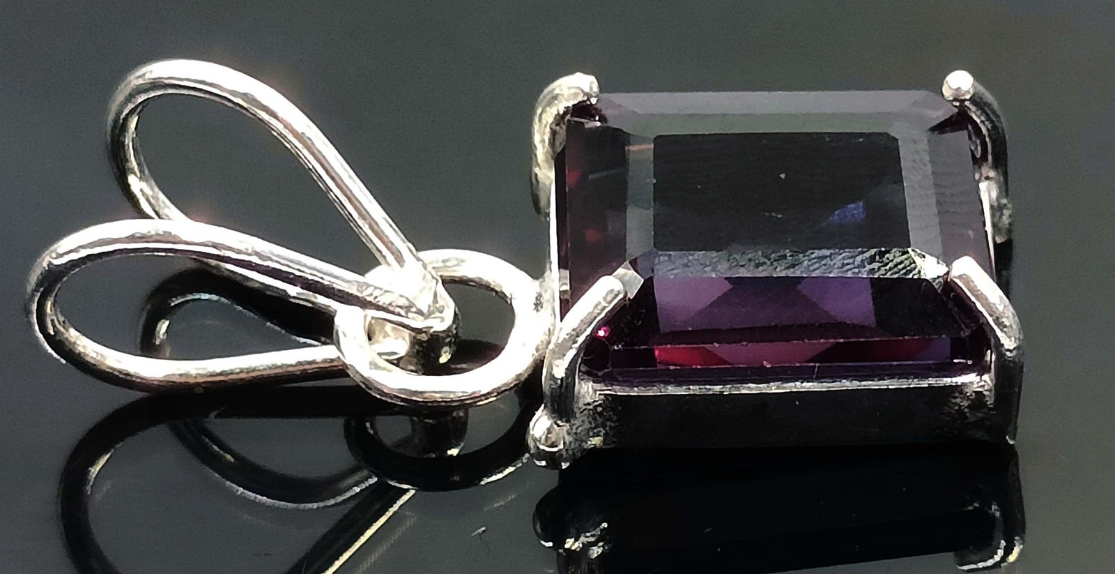15 CT Natural Blue Alexandrite Emerald Cut 925 Pendant Sterling Free Chain 6FGL
