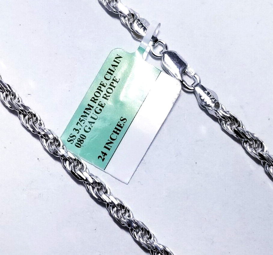 JCPenney Made in Italy Sterling Silver 3.75mm Solid Rope Chain 24″ Necklace