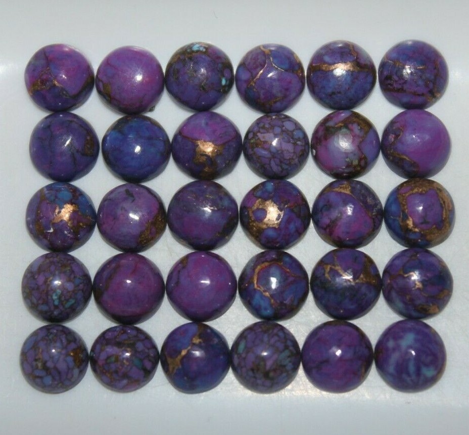 Purple Copper Turquoise 4mm, 5mm, 6mm, 8mm, 9mm, 10mm Cabochon Round Gemstone(s)