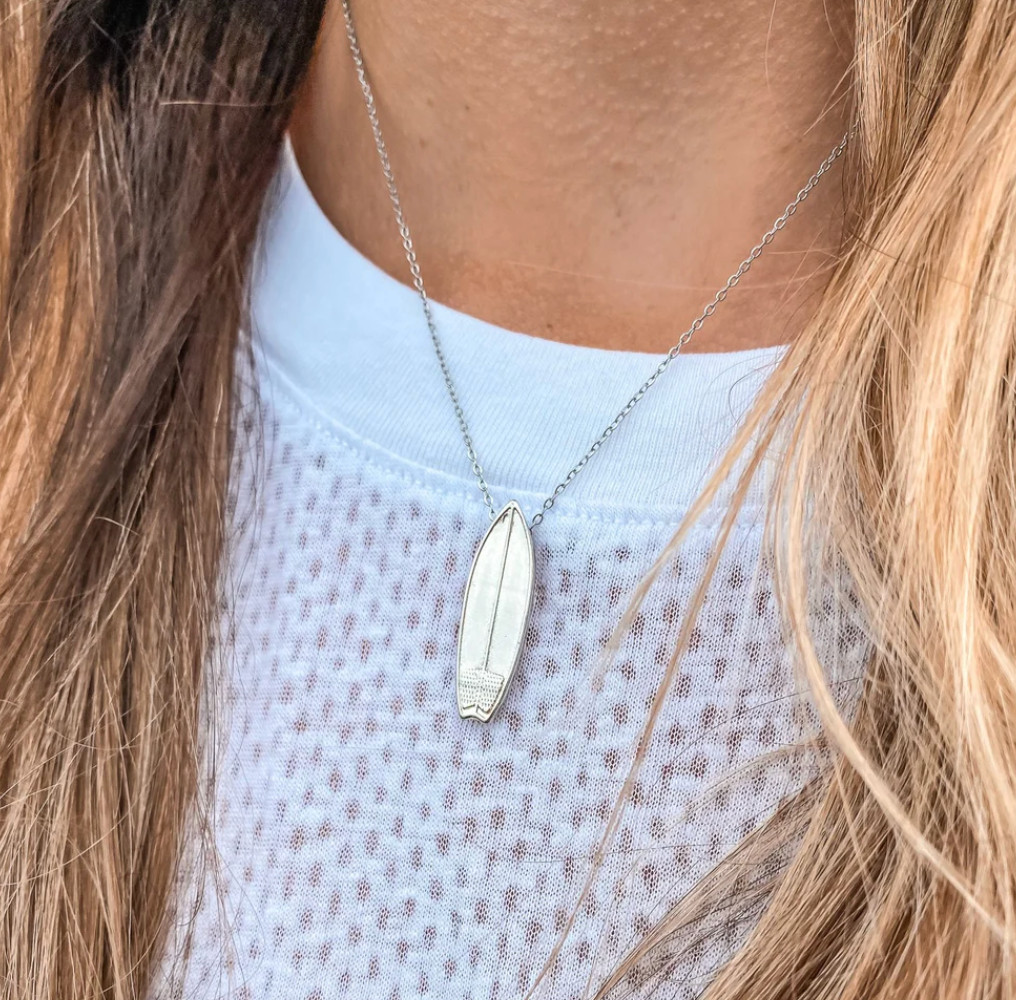 Surfboard Necklace Surfer Beach Jewelry Surf Trip Gift Coastal Pendant