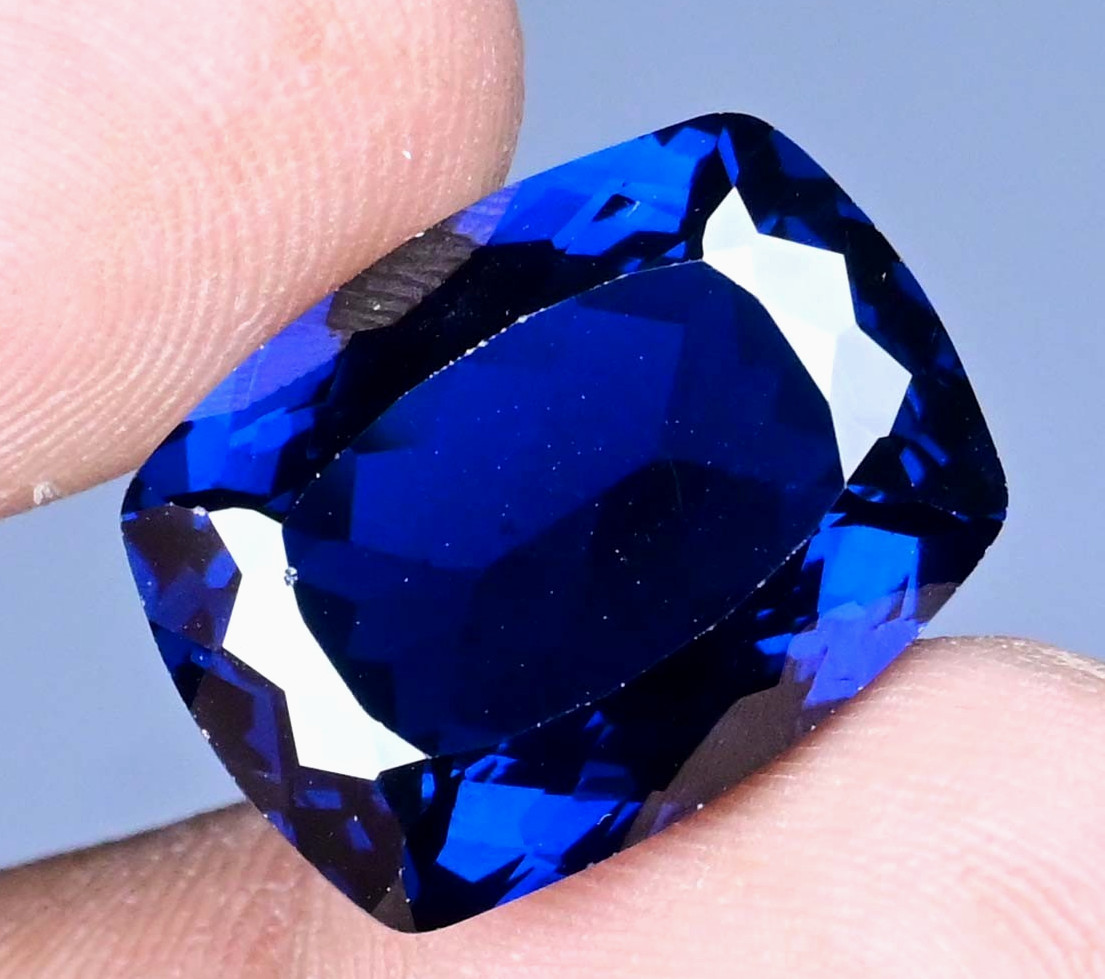 21.25 Ct Natural D’Block Blue Tanzanite Cushion Certified Flawless Gemstone