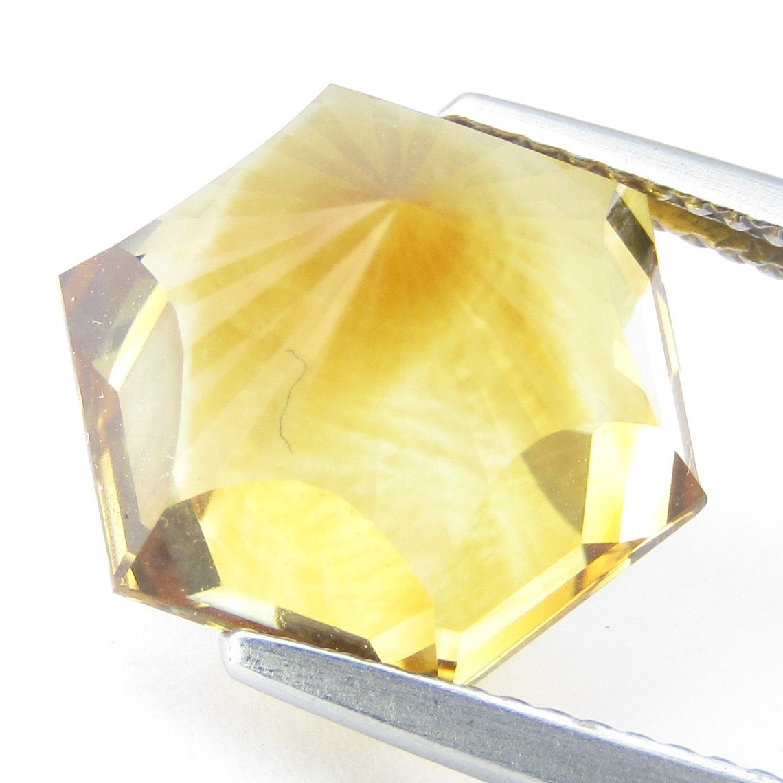 8.86Cts Winsome Natural Yellow Citrine 12mm Hexagonal Magic Cut Collection Gem
