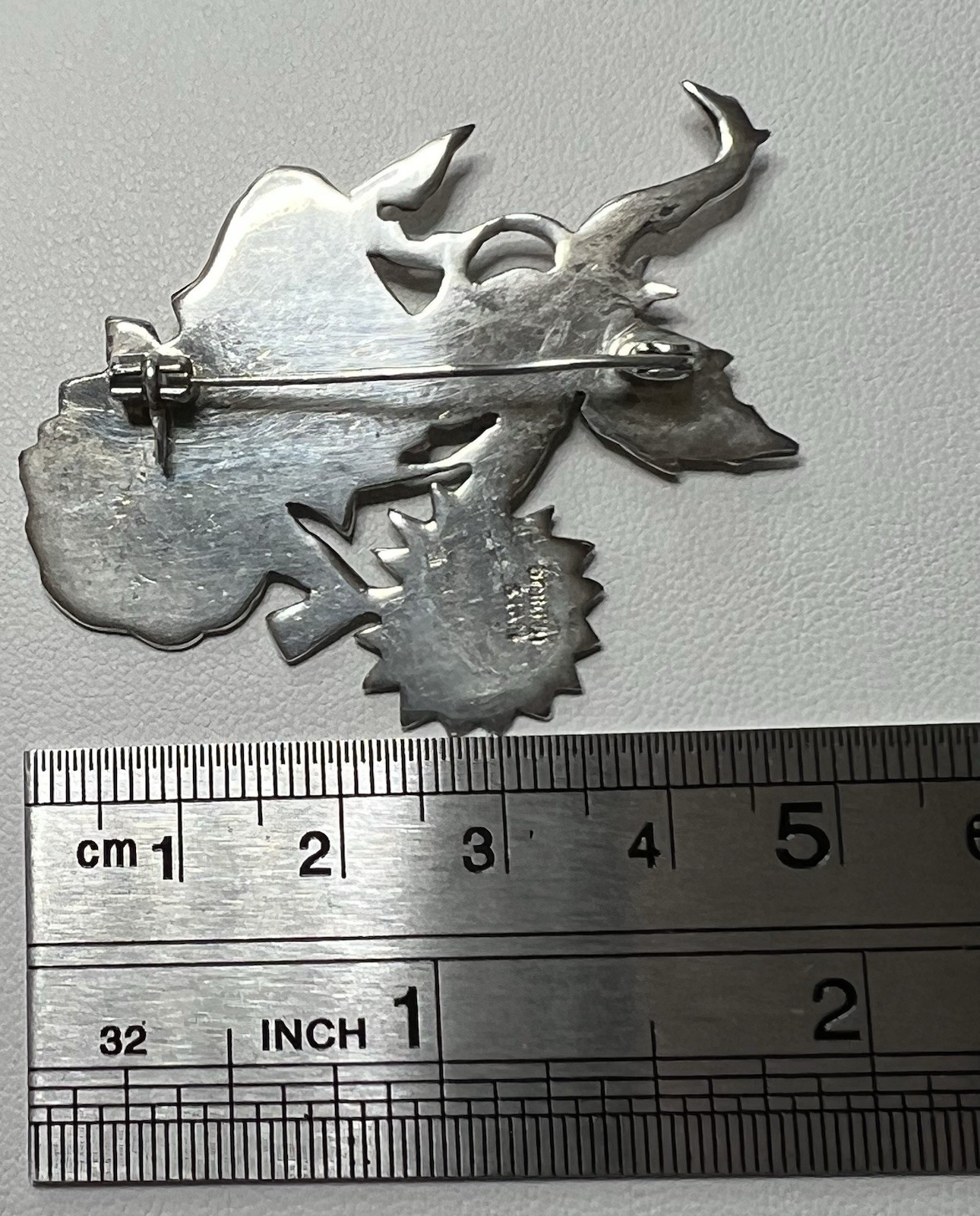 Vintage Siam 925 Sterling Silver Brooch Mekkala Goddess of Lightning Thai Dancer