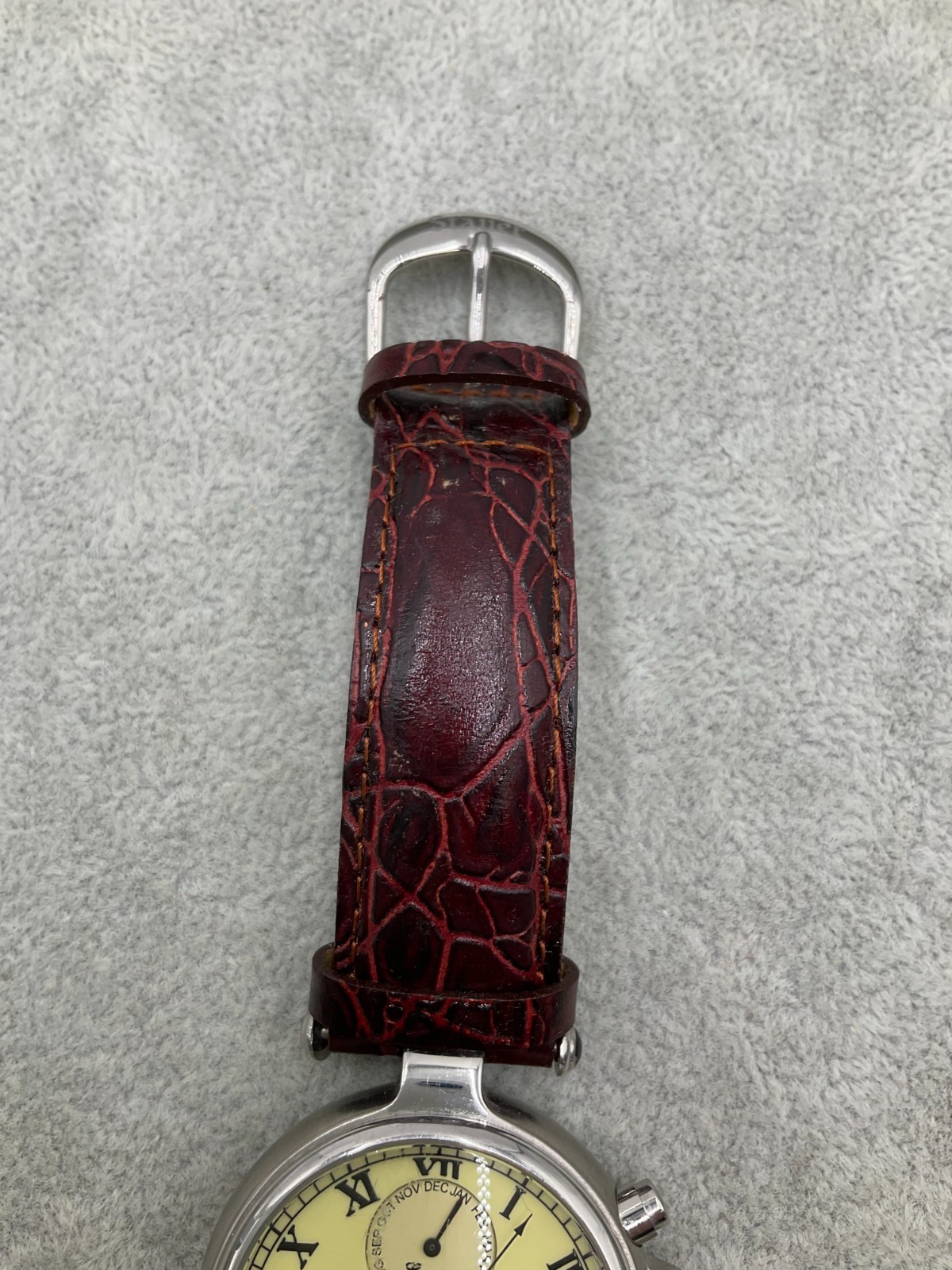 Stauer Graves 33 Five Face Automatic Men’s Watch Red Leather Strap working N6