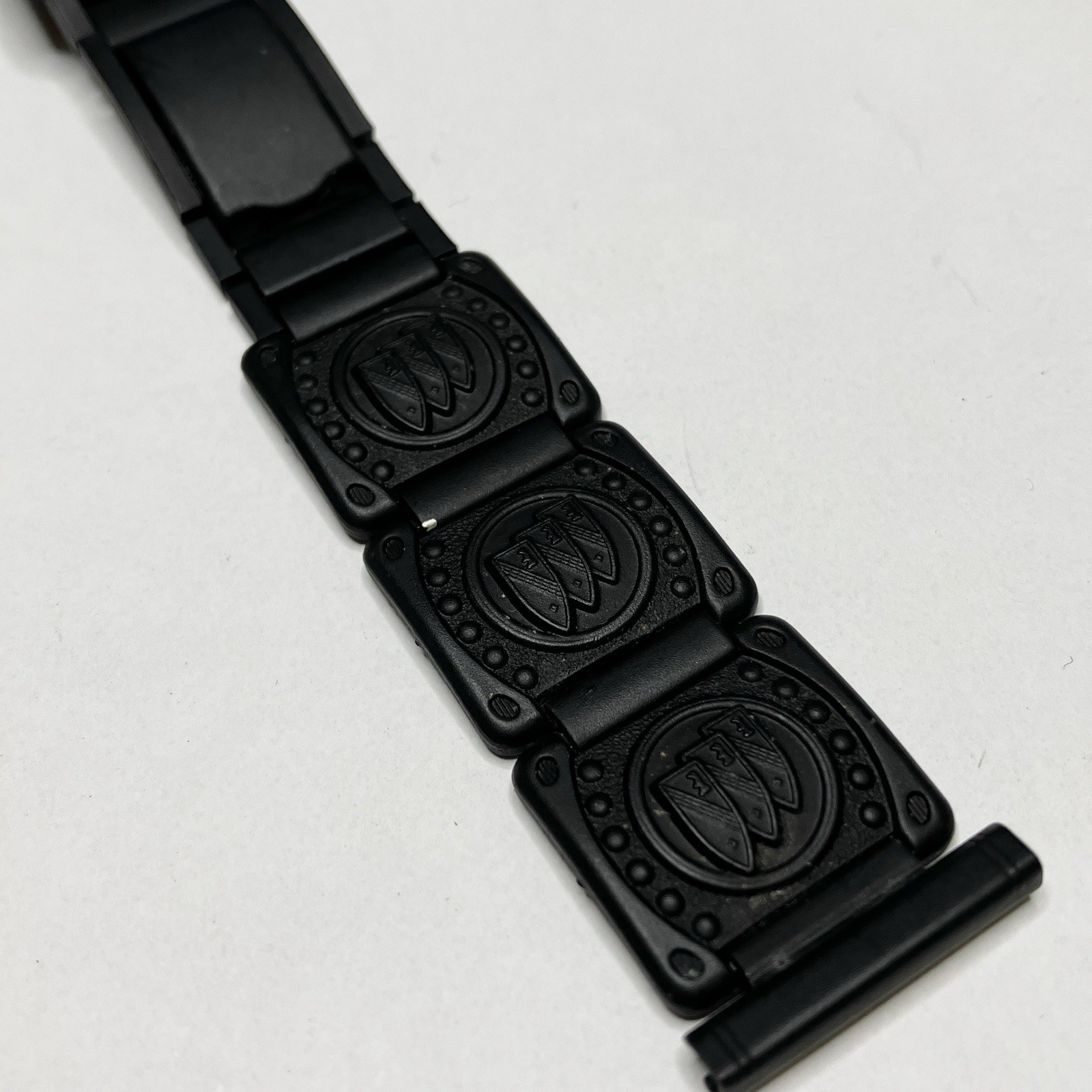 21.5mm Japan Matte Black Watch Band NOS LAMP Art Deco Medallion Bracelet Clasp