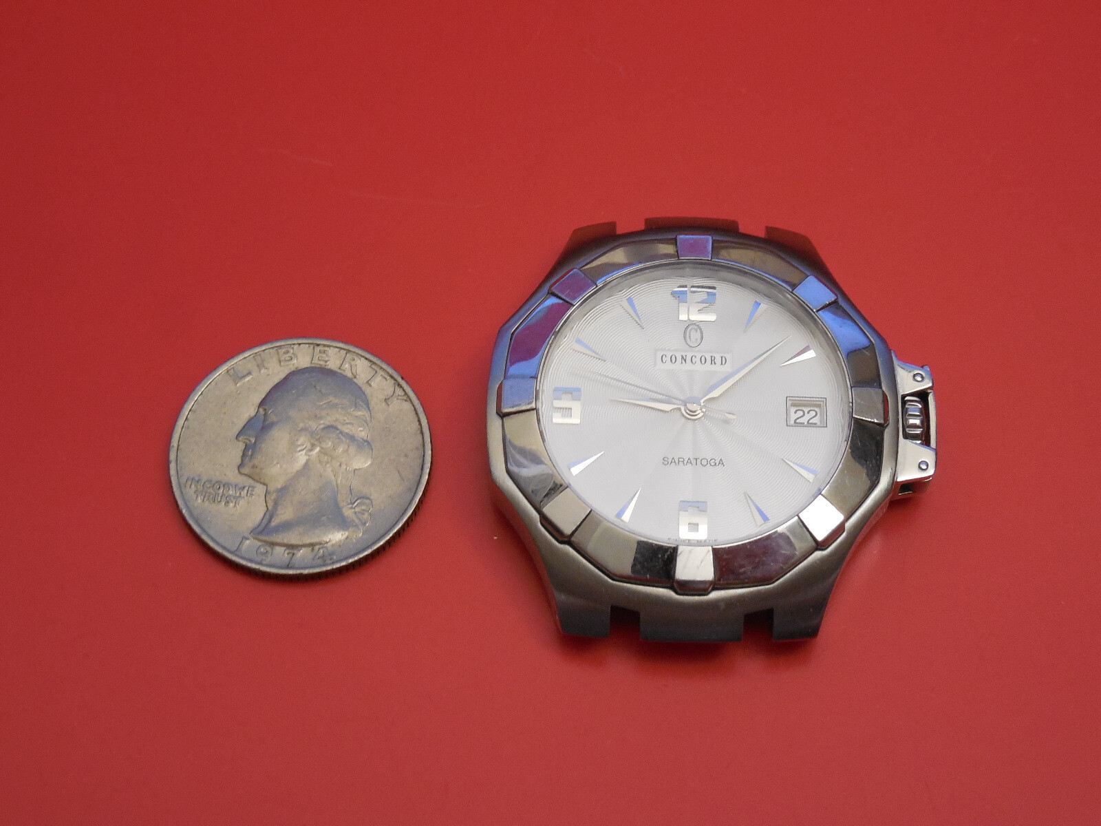 CONCORD SOLID STEEL CURRENT MODEL SARATOGA 37MM WATCH NEED STRAP