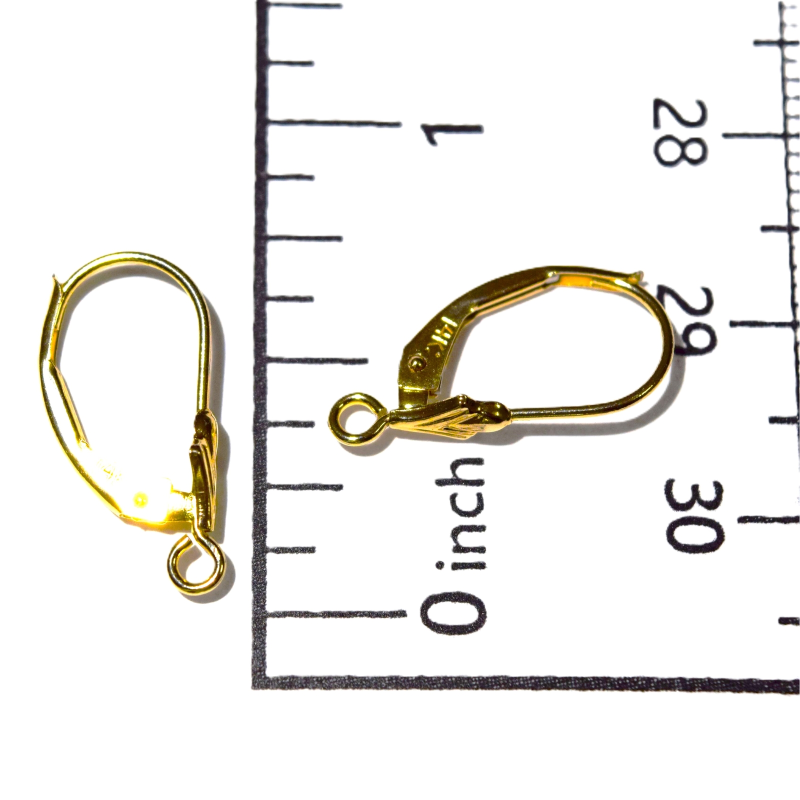 SOLID 14K Yellow Gold Fleur De Lis Leverback Earring Findings 2Pcs/1Pair USA