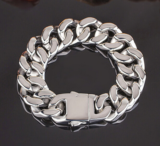 20mm 8.66” Pure Stainless steel Heavy Huge Curb Cuban Chain Bracelet Mens Gifts