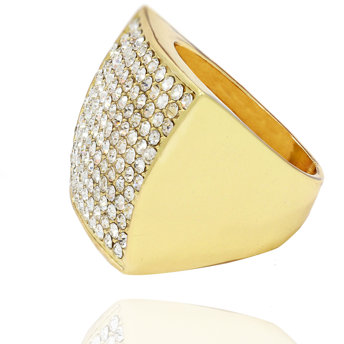 Mens 14k Gold Plated Hip Hop Cubic-Zirconia Square Jumbo PINKY Ring SIZE 7-12