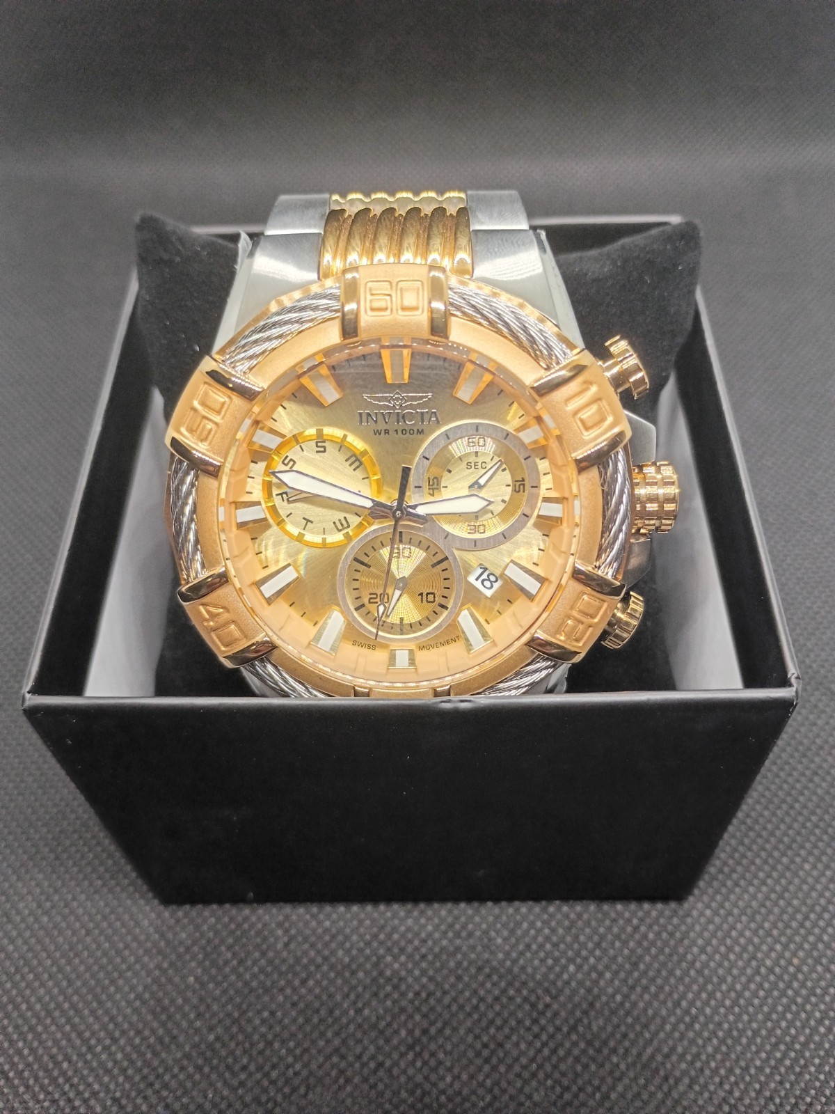 New Invicta Bolt 25864 51mm Chronograph TwoTone Stainless Steel Watch In Box!