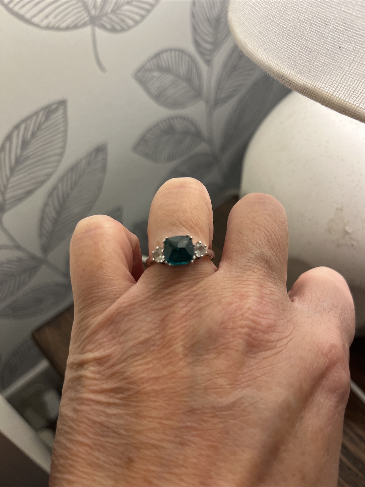 Cushion Cut Green Quartz Doublet And 4.0mm Lab Created White Sapphire Sterling s