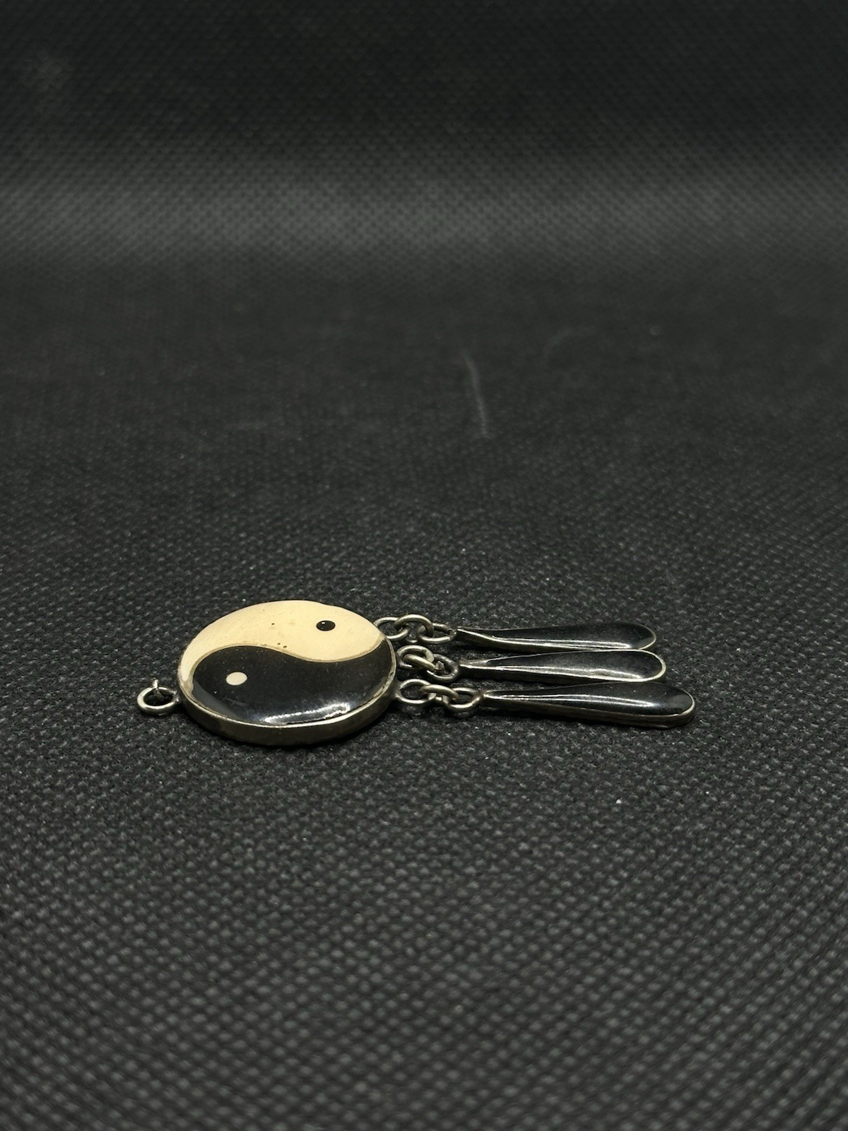 Vintage Enamel Yin/Yang Symbol -Duality, Polarity, Balance & Harmony Pendant