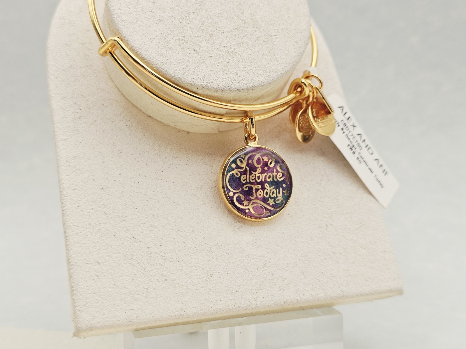 Authentic Alex and Ani “Celebrate Today” Shiny Gold Charm Bangle-New