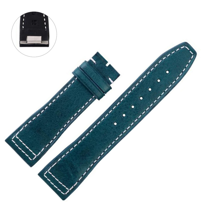 Blue & White Strap Band for IWC Pilot Quick-Release In Calf Leather 20, 21mm