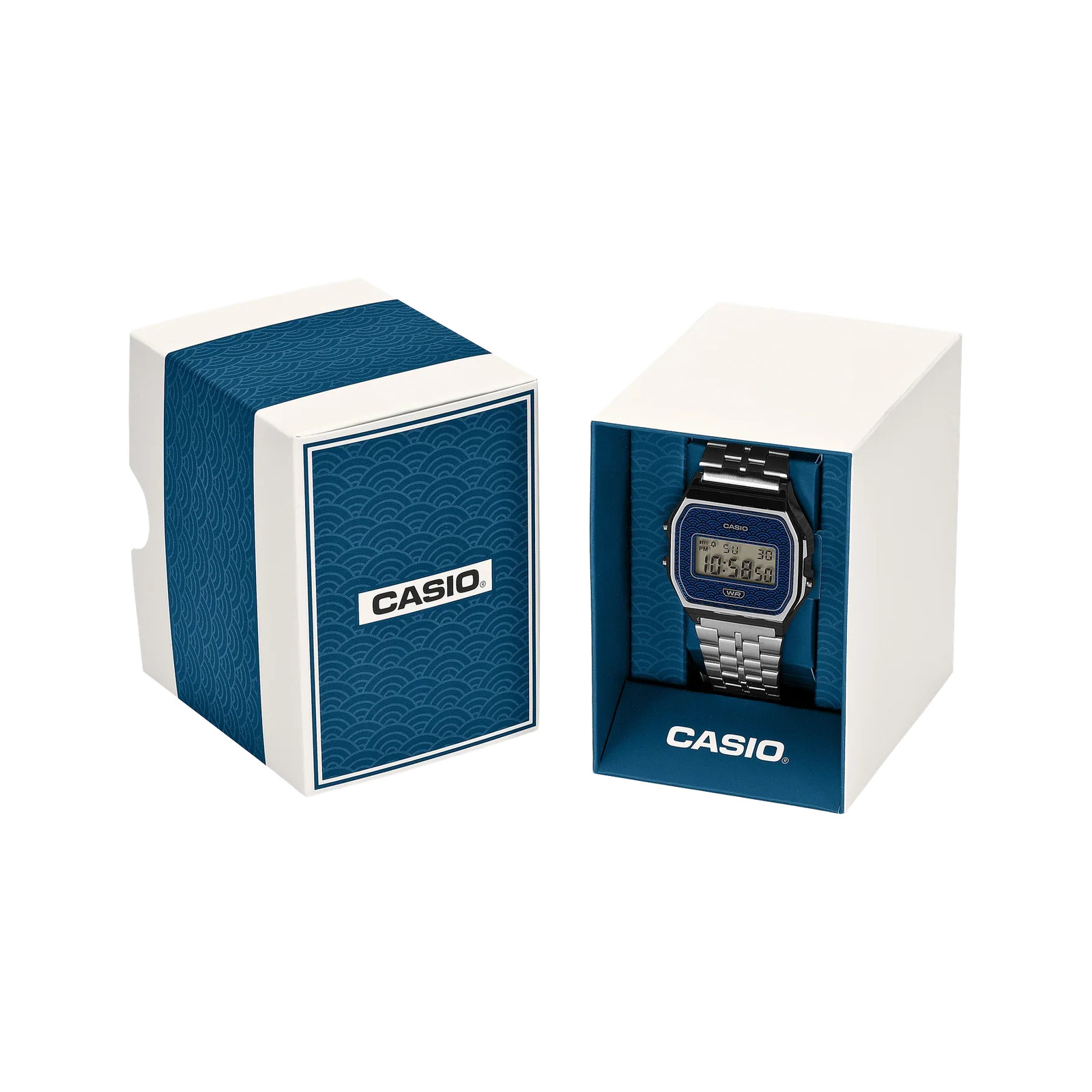 Casio A159 Series Made in Japan Digital Watch Seigaiha Wave Pattern