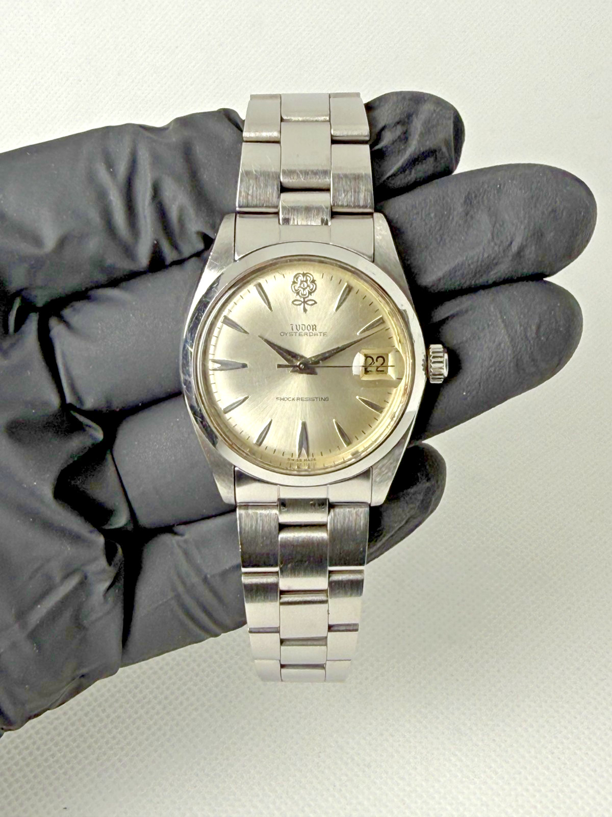 TUDOR Oyster Big Rose 7962 Manual Wind Silver Dial Vintage Watch