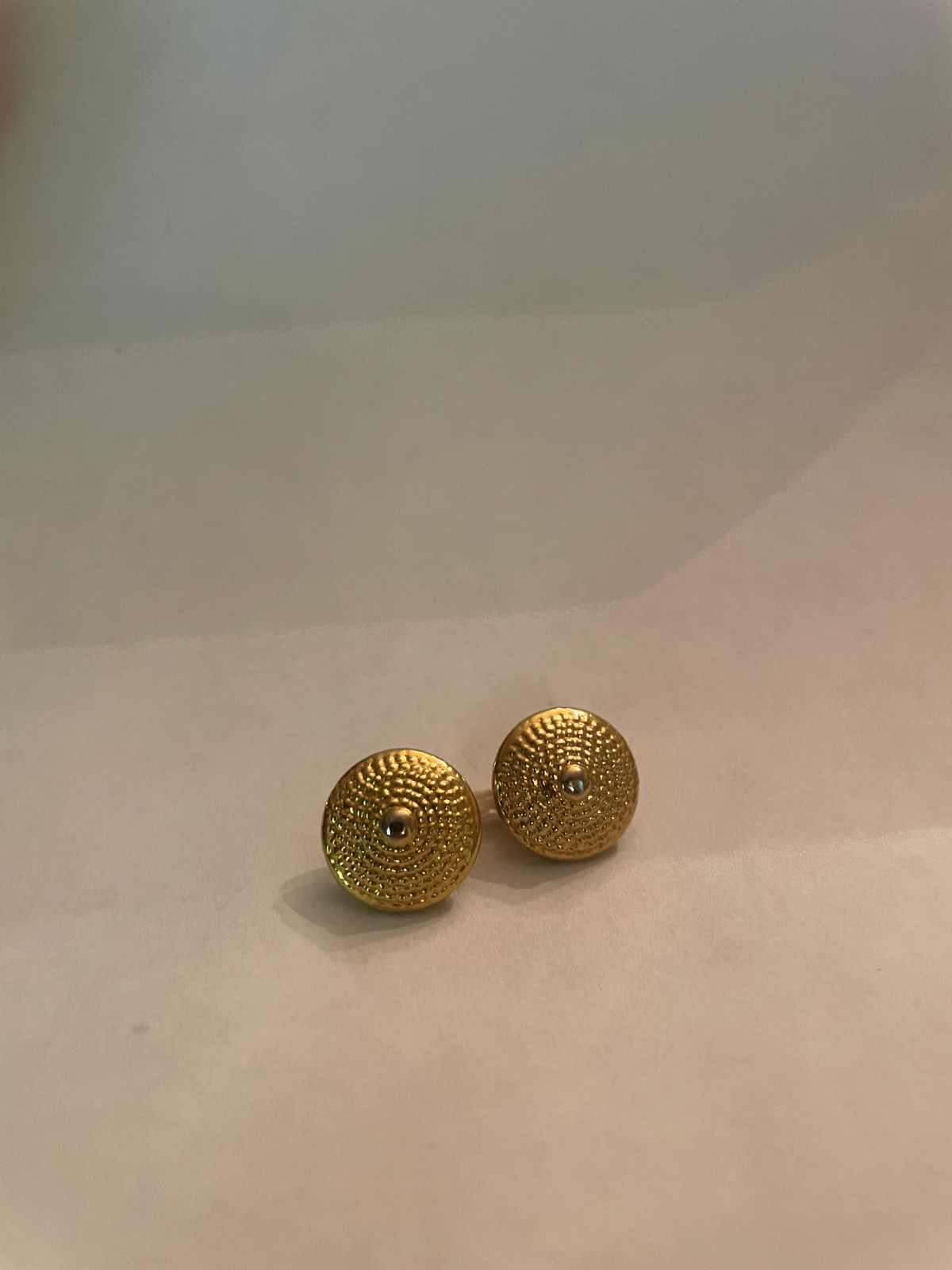 Contemporary Vintage Yellow Gold Plated Circular Cufflinks