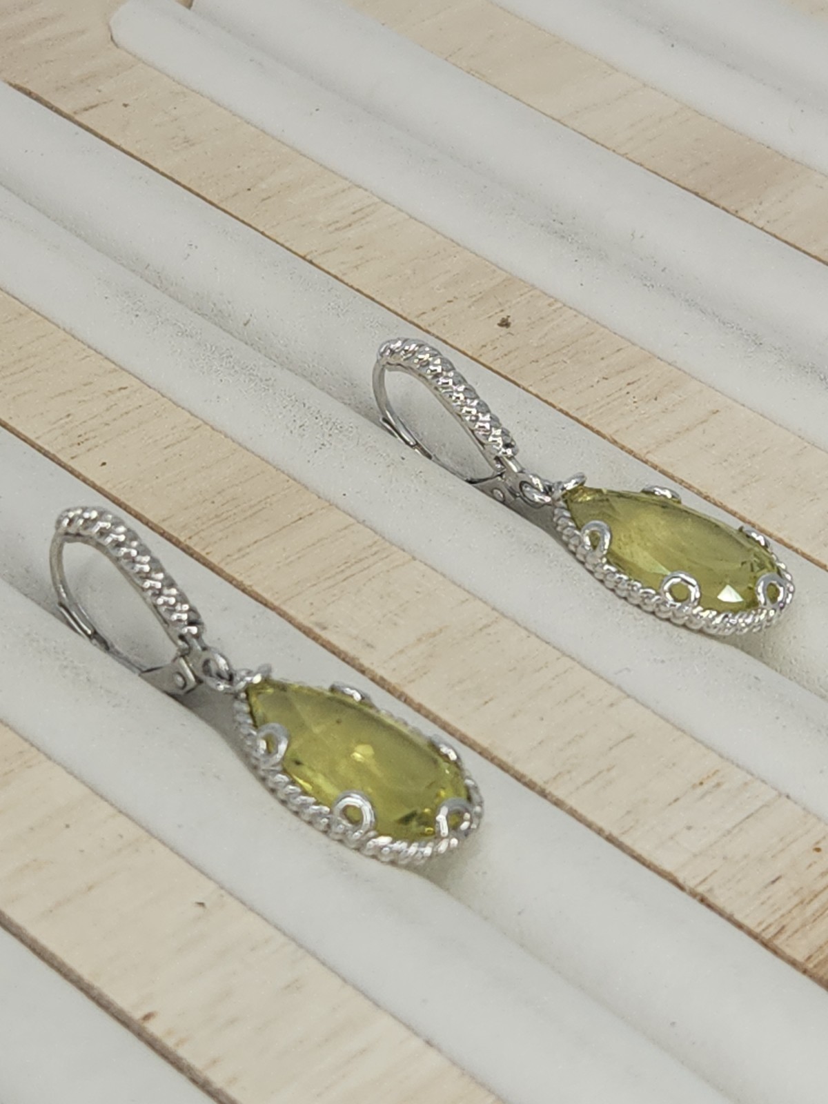 Anthony Nak Atelier 925 Sterling Silver Lemon Quartz Leverback Earrings 35mm