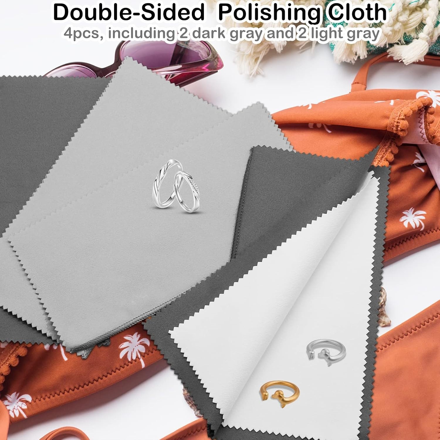 4Pcs Microfiber Jewelry Cleaner Cloths – Gentle, Effective, and Reusable