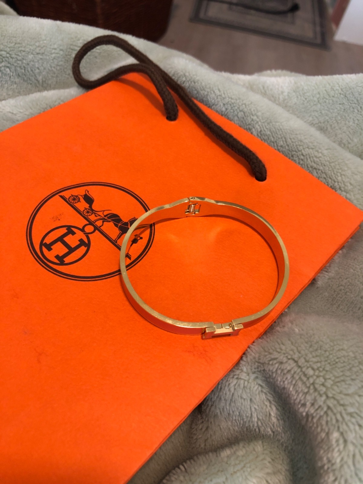 Orange Fruite Enamel Clic Clac H Cuff Bangle Bracelet Metal Designer Style