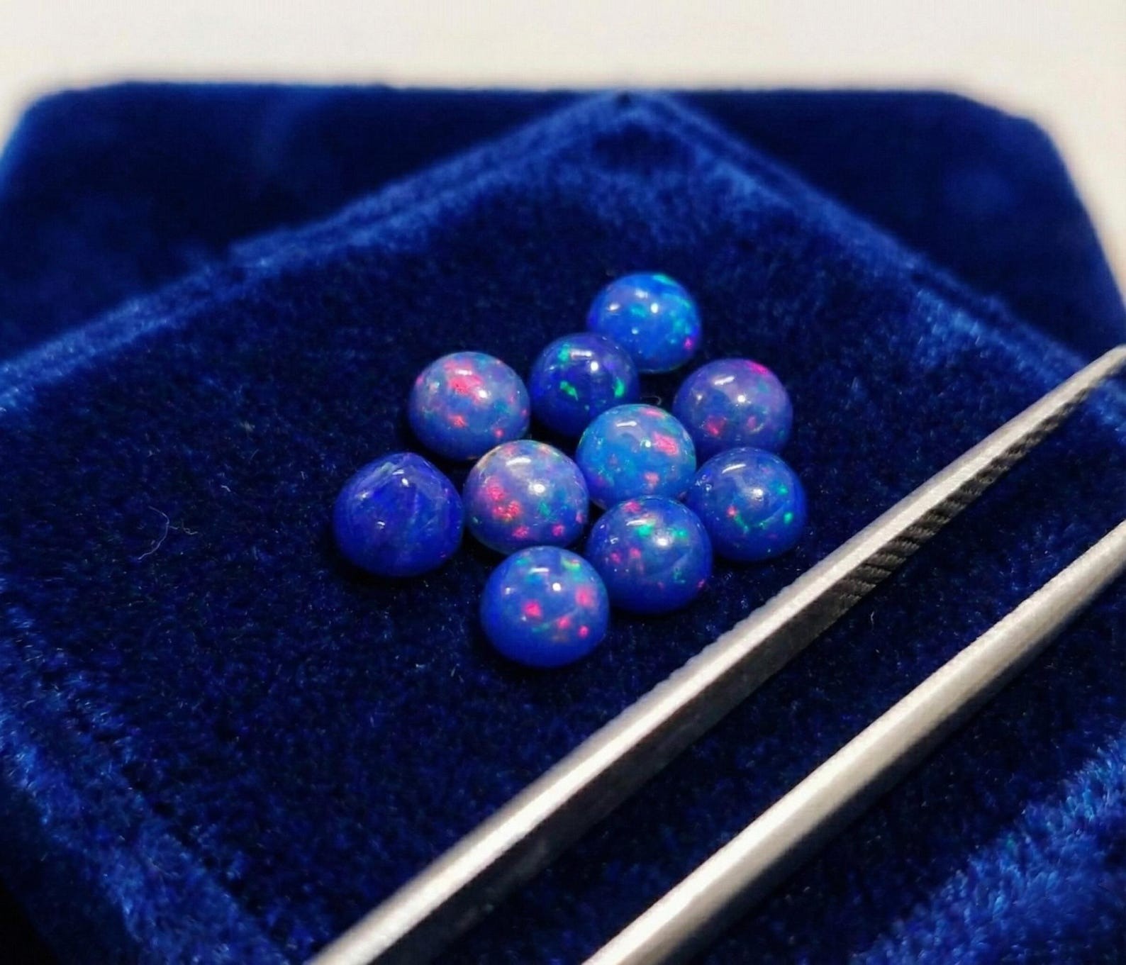 Natural Blue Ethopian Opal Round Cabochon 3mm To 10mm Loose Gemstone