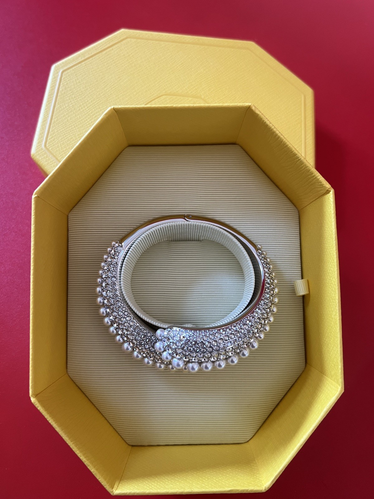 SWAROVSKI Bangle Sublima Cuff Pearls Silver Rhodium Plated Medium New + bag❤️