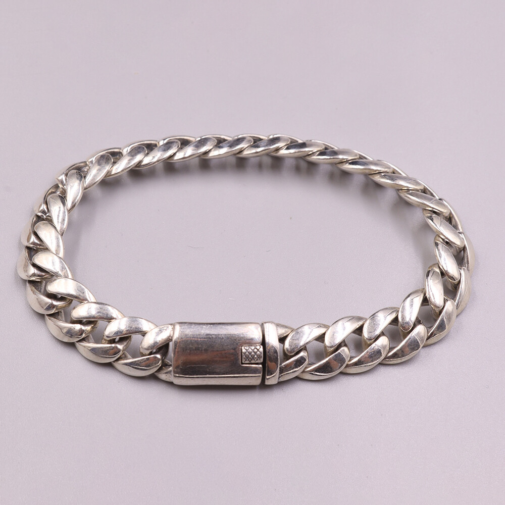 Men’s Solid 925 Sterling Silver Bracelet 10mm Cuban Curb Link Chain 8.26inch