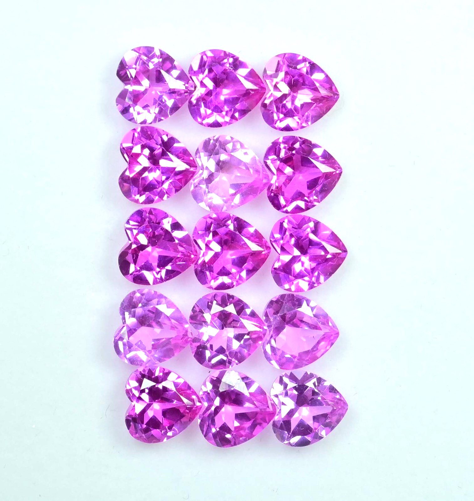 15 Pcs Natural Mogok Pink Ruby 48.45 CT Heart Certified Flawless Loose Gemstone