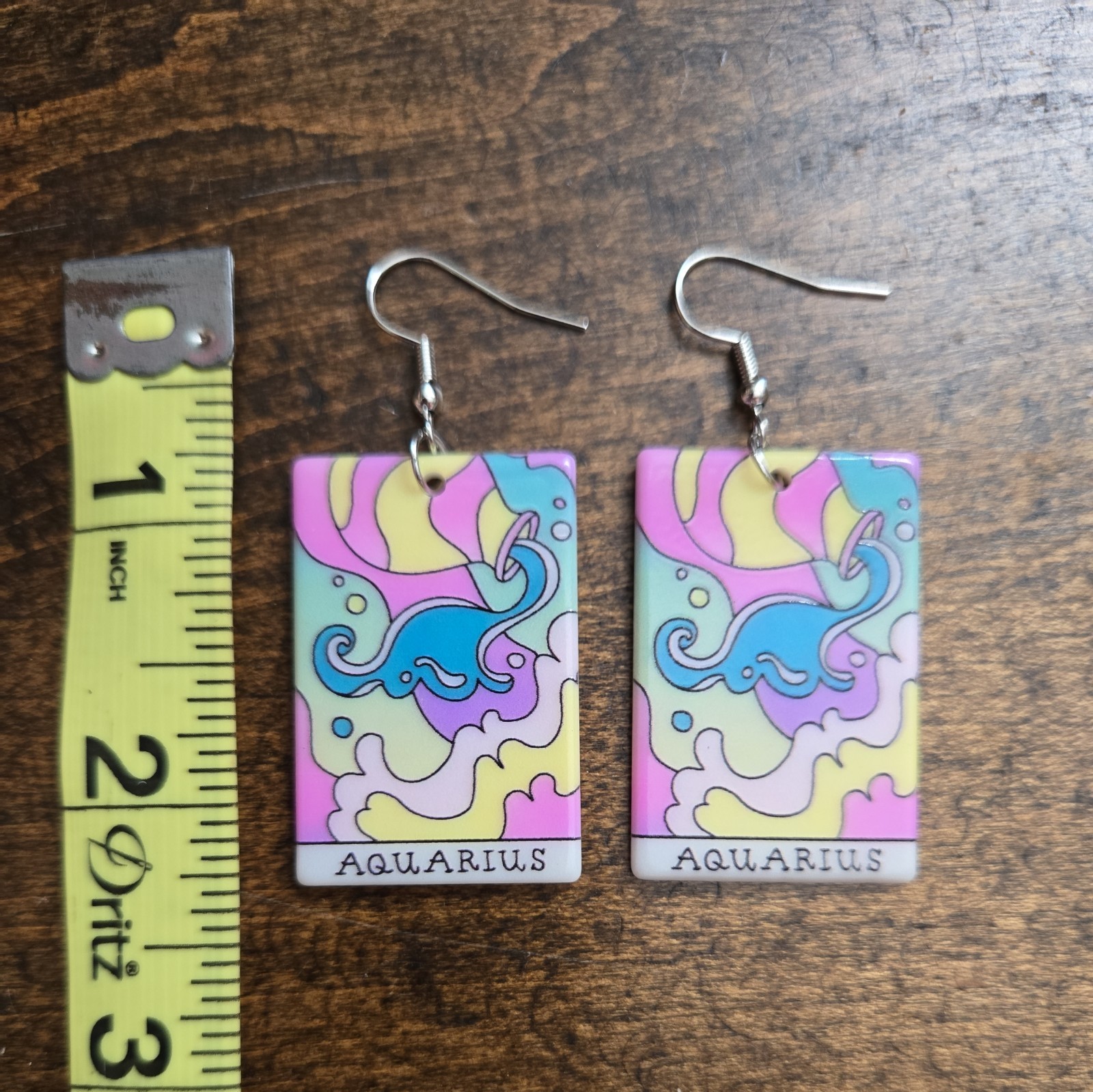 Astrological AQUARIUS Card Earrings
