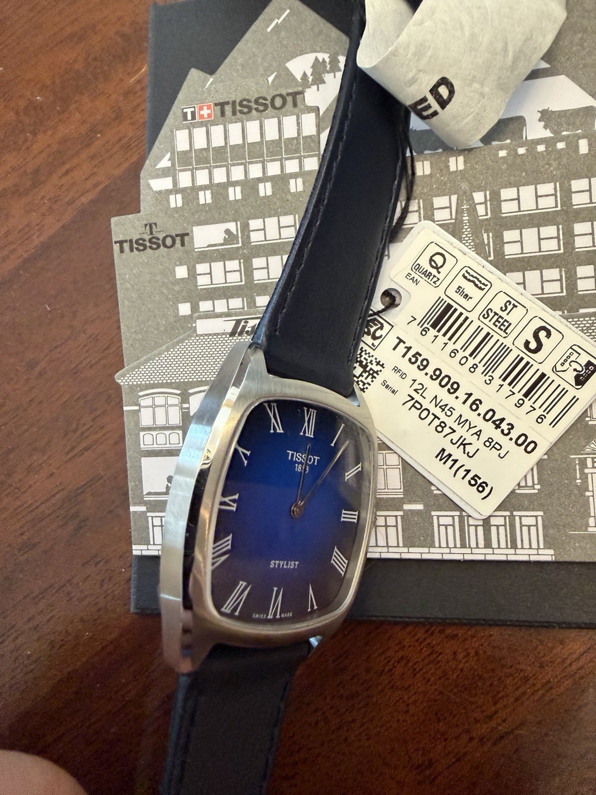 Tissot Stylist Leather Gradient Blue Band Blue Face 32mm Stainless Steel Watch