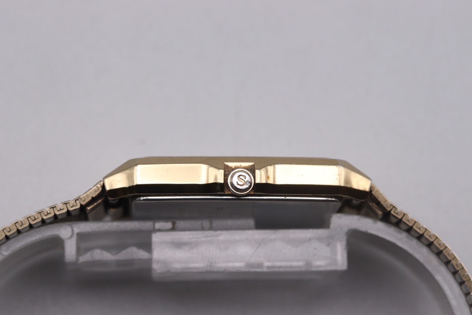 [Exc+5] Vintage Seiko Session 5E31-5A60 Gold Square Tank Mens Qz Watch JAPAN